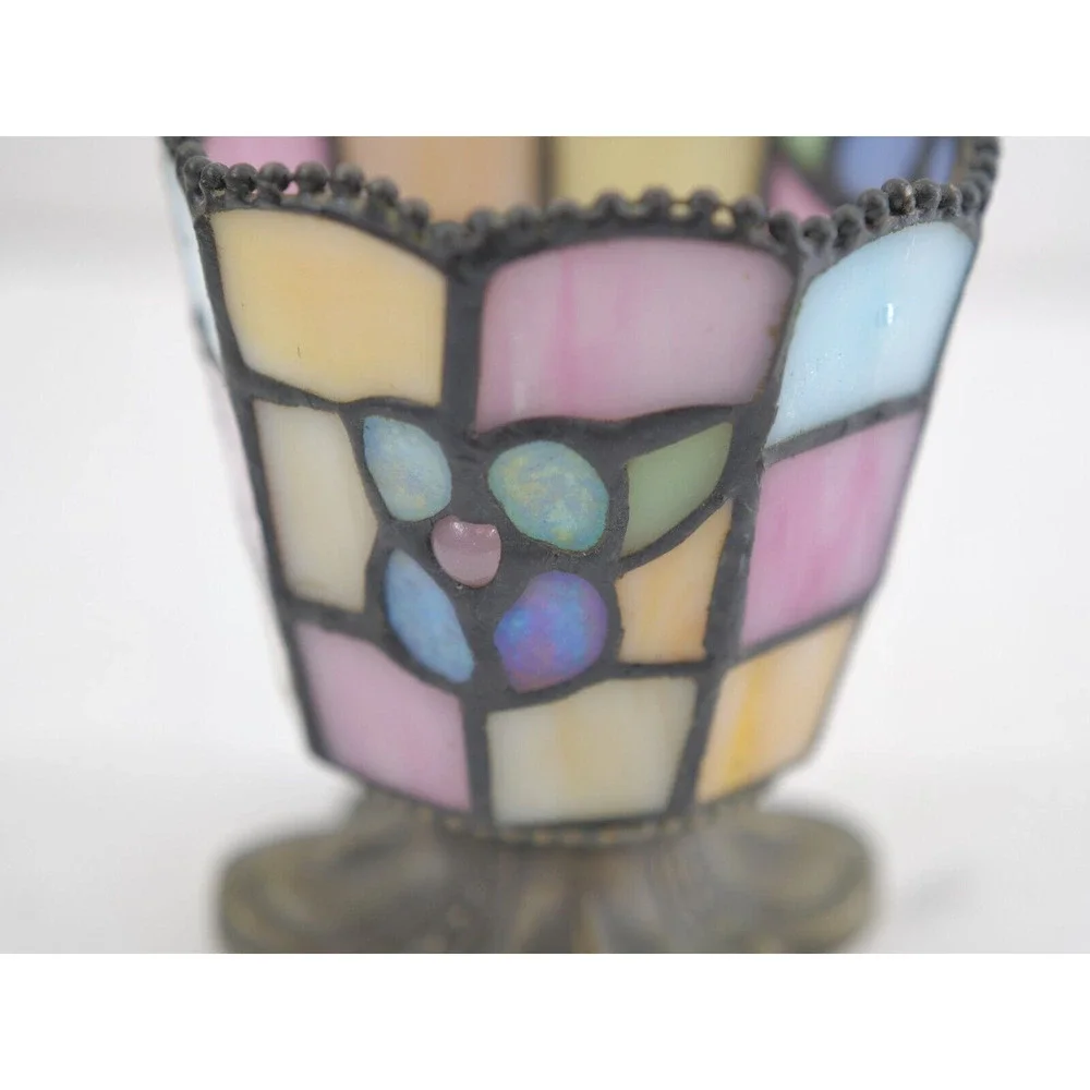 PartyLite Hydrangea Stained Glass Tiffany Style Votive Tea Light Candle Holder